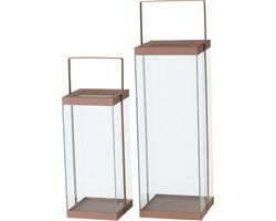 Lantaarn Modern Roze Groot Metaal/Glas 2 st. - 72 cm