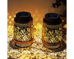 Lantaarn op zonne-energie voor buiten, tuin, lantaarn voor buiten, IP65, waterdicht, zonnelamp voor tuin, buiten, tafel, terras, balkon, camping, binnenplaats, decoratie (2)