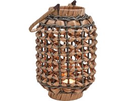 Lantaarn van kunststof, glas, metaal Bruin (w/h/d) 21x34x21cm