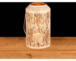 Lantaarn / Windlicht / Kandelaar - Goud / beige / wit - ø 15 x 26 cm hoog.