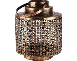 Lantaarn / Windlicht / Kandelaar - Goud / zwart - 21 x 21 x 26 cm hoog.