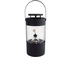 Lantaarn XL met olielamp Matisse - zwart metaal - glas - 32x16cm