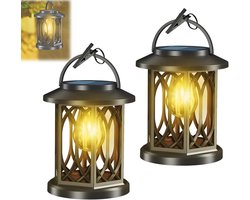 Lantaarns op zonne-energie - waterdichte knipperende lampjes, automatische schakelaar, hangende decoraties, geschikt geschikt voor buiten, terras en tuin (2 stuks)