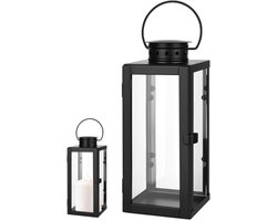 Lantaarns voor buiten, tuinlantaarn, zwart, metaal, outdoor, windlichten 24 cm, graflantaarn, weerbestendig, kaarslantaarn, decoratie, vintage, kandelaar voor woonkamer, balkon