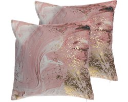 LANTANA - Sierkussen set van 2 - Roze - 45 x 45 cm - Polyester