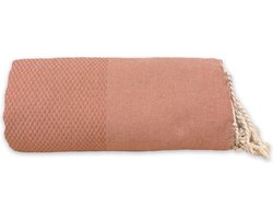 Lantara Grand Foulard Wafel - Peach Terracotta - 190x300cm - Sprei Bed - Grand foulard bank - Plaid - Oranje