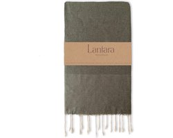 Lantara Hamamdoek Wafel - Mosgroen - 100x200cm - Saunadoek strandlaken strandhanddoek hamam handdoek reishanddoek
