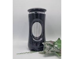 Lantaren Graniet - Zweeds zwart - LRS - Glas - RVS sluiting - Grafdecoratie - Windlicht - Inclusief LED kaars (1200 branduren)