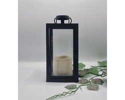 Lantaren - LED-kaars - 6/23/YZE - Zwart - Warm wit - Windlicht - Graflantaarn - Grafdecoratie