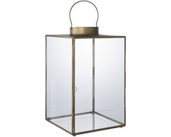 Lantern - Metalen glaslamp - Antiek messing licht - Elegant decor - 24,5 cm x 24,5 cm x 42 cm