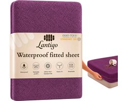 Lantigo Hoeslaken Badstof Waterdicht 80x180 cm Paars - molton