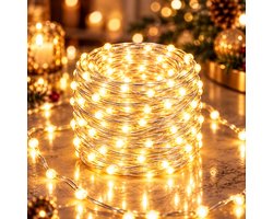 Lapamax Kerstverlichting Buiten 800 LED 100 m - Fairy Lights met Stekker & IP44 Adapter - Lichtsnoer Buiten met 8 Lichtstanden & Geheugenfunctie - Lichtslinger en Tuinverlichting voor Grote Tuin, Hotel & Evenement - Warm Wit