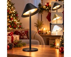Lapamax Tafellamp Oplaadbaar met 4000mAh Accu & USB-C - 360° Magnetisch Draaibare & Afneembare Lampkop - Draadloos Nachtlampje met Touch - Bedlamp met 3 Kleurtemperaturen & Traploos Dimbaar - voor Slaapkamer, Bureau, Terras en Camping - Zwart -1 Stuk