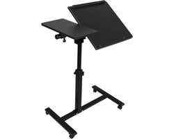 Laptop Bedtafel - Stabureau Verrijdbaar - Comfortabel Werken - In Hoogte Verstelbaar - 70 x 44 cm - Zwart