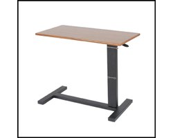 Laptop bijzettafel verrijdbaar - verstelbare hoogte 66-89,5 cm - roltafel voor bed en bank - bureau 80x40 cm - metalen frame met eiken blad - inklapbaar design met wieltjes - Amerikaanse stijl nachtkast bureau