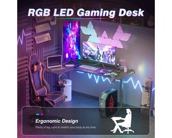 Laptop Computer Bureau - Groot Staand Bureau - L Vorm - Studeer Bureau - Werkstation - Gaming Tafel - Laptop Tafel - Links - 60 Inch - Zwart