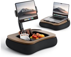 Laptop- en iPad-kussen met bonenzak, verstelbare tabletstandaard met draaibare arm en snackkom voor apparaten van 4,7 tot 16 inch
