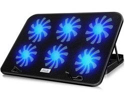 Laptop Koelstandaard - Laptop Ventilator - Oververhitting Voorkomen - 6 Mute Fans - Tot 18 Inch - Metaal Net