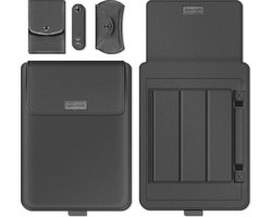 Laptop Sleeve Pouch Notebook Tas - PU Lederen Case - Laptoptas met Standaard en Muismat - 15 / 16 Inch Cover - Laptop Tas Geschikt voor: Macbook & Windows