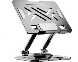 Laptop Standaard - Laptop Verhoger Verstelbaar - Tablet Houder Bureau - Telefoonhouder Bureau - Metalen Opvouwbare Standaard - 360° Draaibaar - Zwart