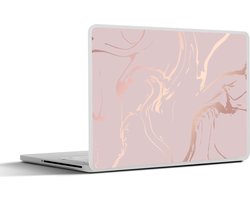 Laptop sticker - 11.6 inch - Marmer print - Roségoud - Lijn - 30x21cm - Laptopstickers - Laptop skin - Cover