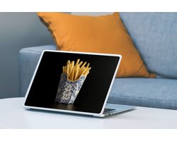 Laptop sticker - 13.3 inch - Friet - Porselein - Delfts blauw - Eten - 31x22,5cm - Laptopstickers - Laptop skin - Cover