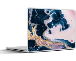 Laptop sticker - 13.3 inch - Marmer print - Blauw - Water - 31x22,5cm - Laptopstickers - Laptop skin - Cover