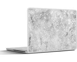Laptop sticker - 15.6 inch - Marmer print - Glitter - Wit - Grijs - 36x27,5cm - Laptopstickers - Laptop skin - Cover