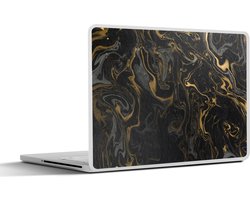 Laptop sticker - 15.6 inch - Marmer print - Textuur - Grijs - Goud - Marmer printlook - Luxe - 36x27,5cm - Laptopstickers - Laptop skin - Cover