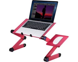 Laptop Tafel - 360 Graad Verstelbaar en Vouwbaar Laptop Bureau - Notebook Stand met 2 Ingebouwde Fans en Muizenplatform (Roze-Rood)