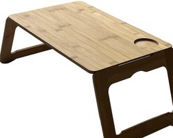 Laptop Tafel gemaakt van Bamboe- opvouwbaar- bekerhouder - Milieu vriendelijk- Bed- Bad - bijzet tafel