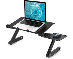 Laptop tafel - verstelbare laptopstandaard voor bed Draagbaar schootbureau Opvouwbaar laptop werkstation Notebook verhoger met muismat Zijkant Ergonomisch computerblad Leeshouder TV-bedblad Staande bank Bureau