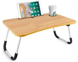 Laptopbedtafel opvouwbaar - Multifunctionele laptoptafel voor bed en bank - Robuust tafelblad 60x40 cm - Bruin