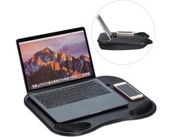 laptopkussen - ruimte voor telefoon - kunststof - voor 11 inch tablets - zwart