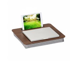Laptopkussen schoot - met telefoonhouder - 46 x 35 cm - bruin