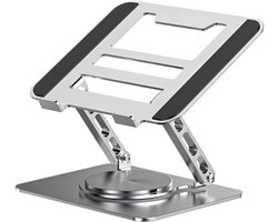 Laptopstandaard - Laptopstandaard Verstelbaar – 360° Rotatie & Ergonomisch Laptop Houder – Opvouwbare Notebook Stand voor 10-17.3 inch – Stabiel & Ventilerend – zilver