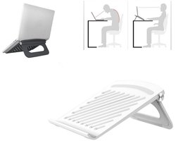 Laptopstandaard – Opvouwbare laptopstandaard – Draagbare kunststof laptopverhoger & koelstandaard – Geschikt voor laptops van 17 inch en kleiner – Draagbare basis – 24,5 x 24,3 x 1 cm