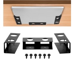 Laptopstandaard voor op het bureau – 3-delige metalen laptopstandaard met lade, geschikt voor onder het bureau, eenvoudig te installeren, geschikt voor laptops en toetsenborden (zwart)