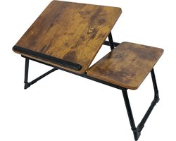 Laptoptafel - 60x40x50 cm - industrieel - donkerbruin/zwart