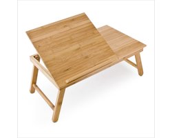laptoptafel bamboe - inklapbaar - verstelbaar - 24 x 55 x 33 cm - bank - bed