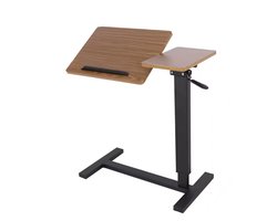 Laptoptafel - Bijzettafel - Bedtafel - Laptopstandaard - Op Wielen - In hoogte verstelbaar - Metaal - Hout - Kantelbaar