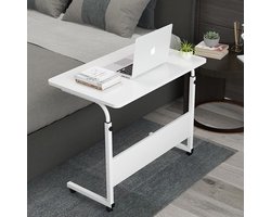 Laptoptafel - Bijzettafel - Bedtafel - Verstelbaar bureau - Wit