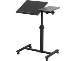 Laptoptafel - Bijzettafel - Laptoptafel Op Wielen - Verstelbare Bedtafel - IN-HOMEXL Bern Bedtafeltje Met Wielen 90x57x35cm - Zwart
