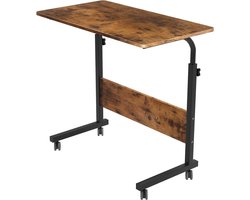 Laptoptafel bijzettafel - Werktafel verrijdbaar - Comfortabel werken - In hoogte verstelbaar - 80x40 cm - Hoogglans wit
