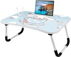 Laptoptafel, cartoon-afbeeldingen, draagbaar laptop-beddienblad tafel met inklapbare poten en drankgleuf, leeshouder, notebookstandaard, ontbijtdienblad voor bank, bed, terras, balkon, tuin (blauw)