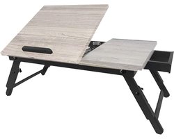 Laptoptafel - grijs-zwart - 60x40x25 cm - opvouwbaar - met opbergruimte