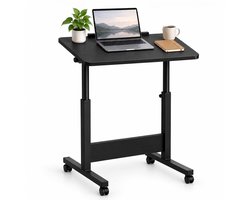 Laptoptafel - hoogte verstelbaar - 67-90 cm - op wielen - zwart