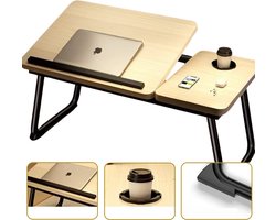 Laptoptafel hout-Laptoptafel verstelbaar -5 verstelstanden Bedtafels - Banktafel - LaptoptafeltjeLaptopstandaard - Ontbijttafel - Ontbijt op bed-55*32*25CM