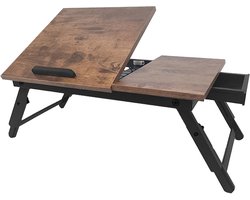 Laptoptafel - industrieel - donkerbruin - zwart