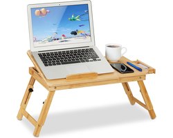 laptoptafel inklapbaar - bamboe - verstelbaar - met lade - bed en bank - schoot